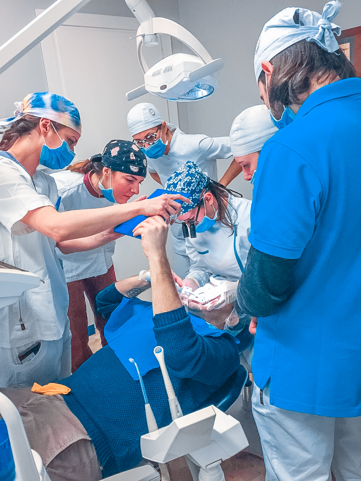 Pratica su paziente durante il corso